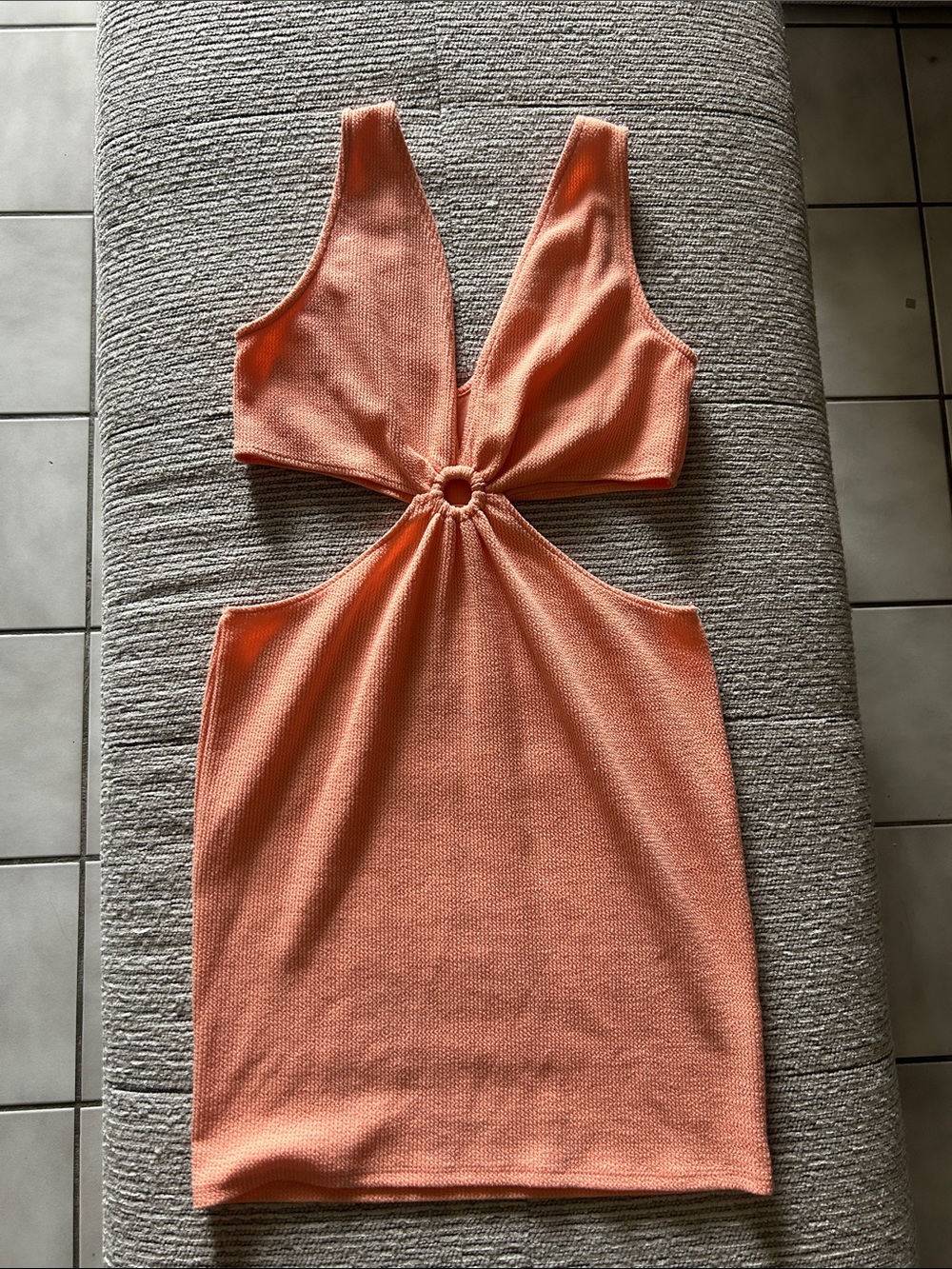 Elodie Peach Ring Cutout Knit Mini Dress